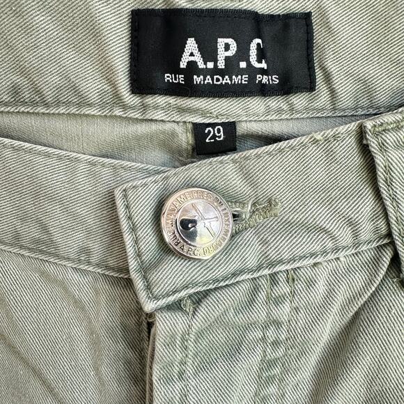 A.P.C. Gray Green Straight Leg Jeans Sz 29 Button Fly Cotton Designer Seafoam - Picture 5 of 8